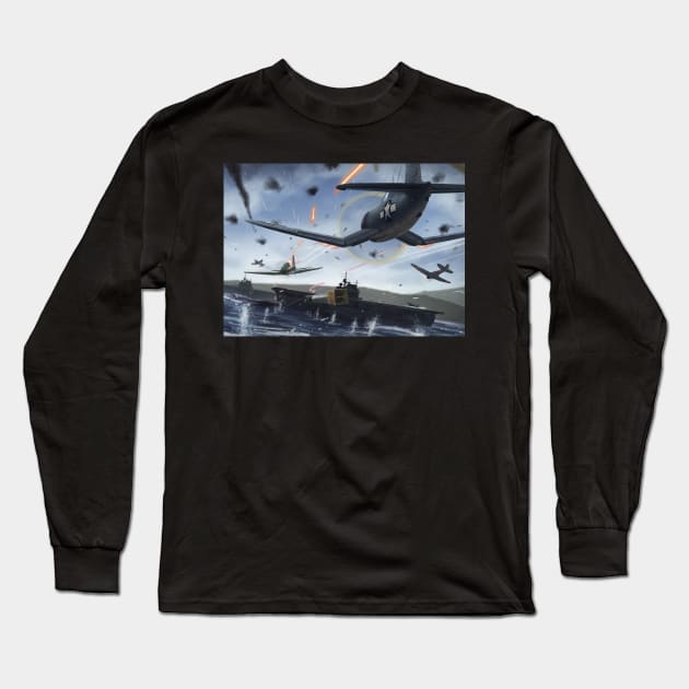 F4U Corsair Fleet Defense Long Sleeve T-Shirt by Aircraft.Lover